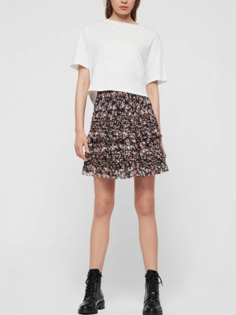 ALLSAINTS Sanse Freefall Ruffled Mini Skirt